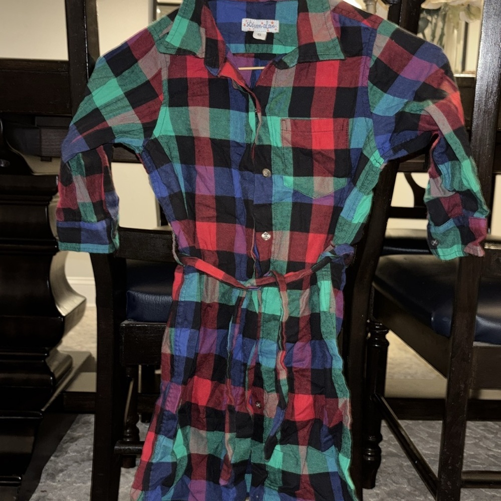 Steven Alan beautiful plaid shirt dress with tie size 6